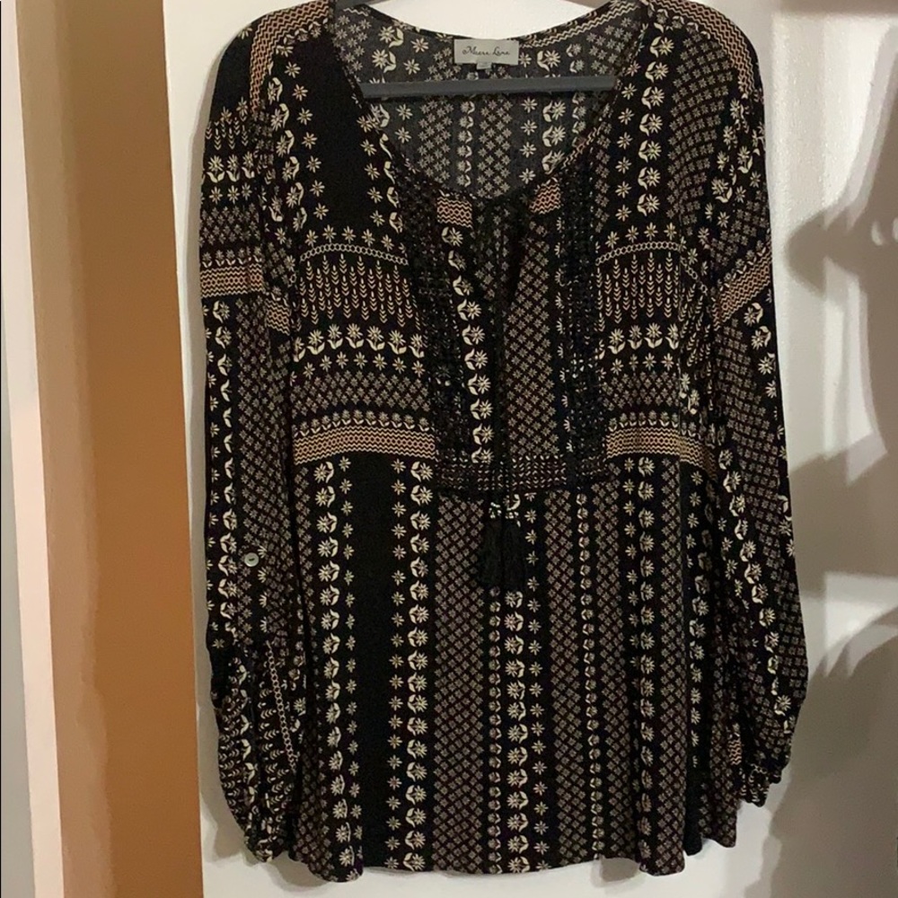 Patterned 3/4 sleeve blouse